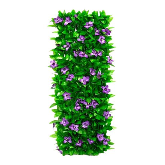 Expandable Artificial Flower Privacy Fence UV Resistant Fake Floral Ivy Screen Wall Panels Indoor Outdoor Garden Faux Greenery Backdrop Decoration