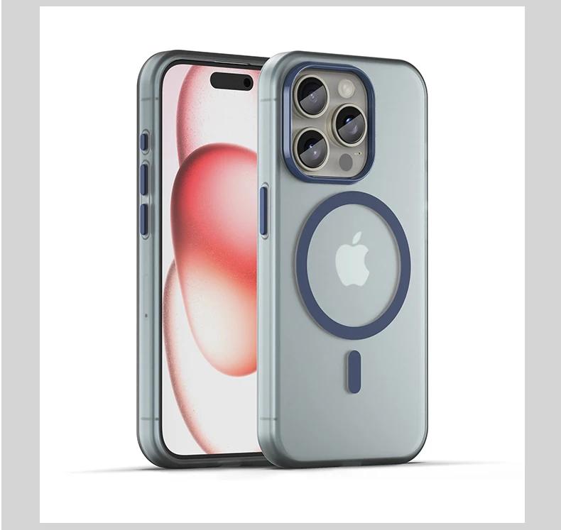 Luxury Magnetic Wireless Charge For Magsafe Case For 16E 16 15 14 13 12 11 Pro Max Plus Shockproof Matte TPU Bumper Cover