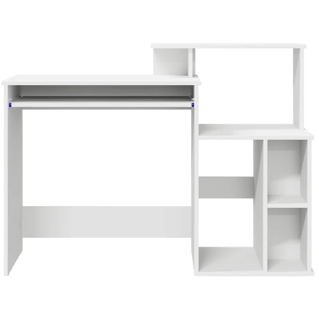 White Desk with Shelf 120.5 x 44 x 88.5 cm Engineered Wood