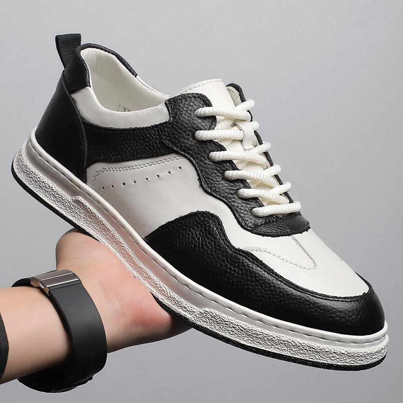 2025 Spring and Autumn Men's Casual Board Shoes Fashion First Layer Cowhide Sewing Thread Light Luxury and Comfortable Men's Little White Shoes Br