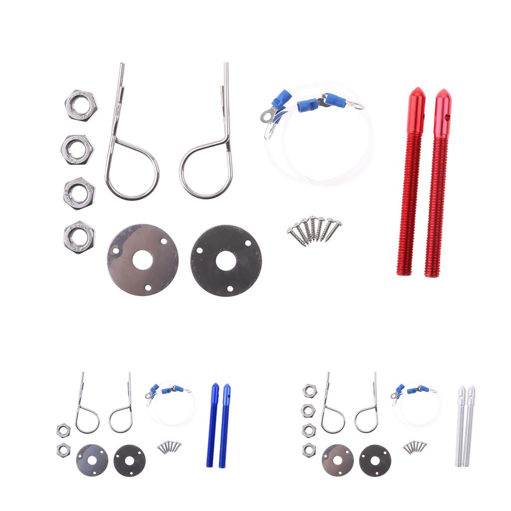 1 Set Auto Car Engine Lock Bonnet Locking Hood Latch Pin Kits Silver&Blue 1 Set Auto Car Engine Lock Bonnet Locking Hood Latch Pin Kits Silver&Blue