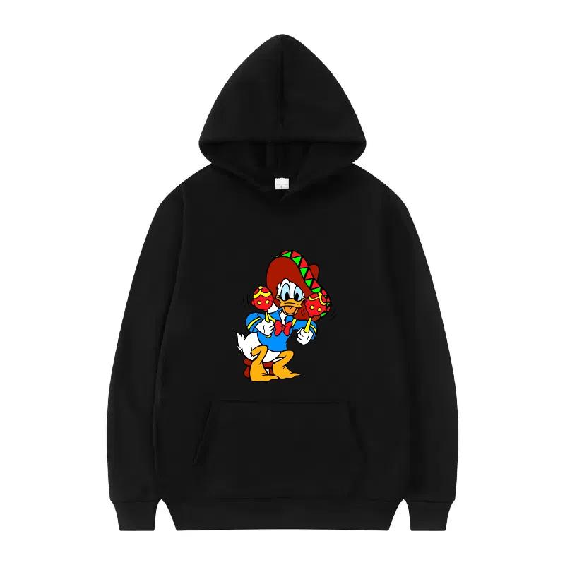 Disney Donald Duck Muster Damen Fleece Sportlich Locker Grau Herbst Oberteile Kleidung Pullover Damen Günstig Y2k Hoodies Herren Sweatshirts