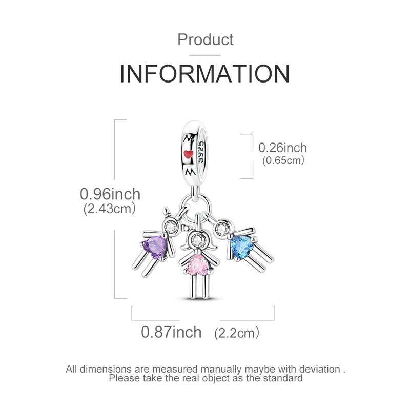 Original 925 Real Sterling Silver Charms Bead Son Daughter Mom Pendant Fit Original Bracelet Necklace For Women DIY Jewelry Gift