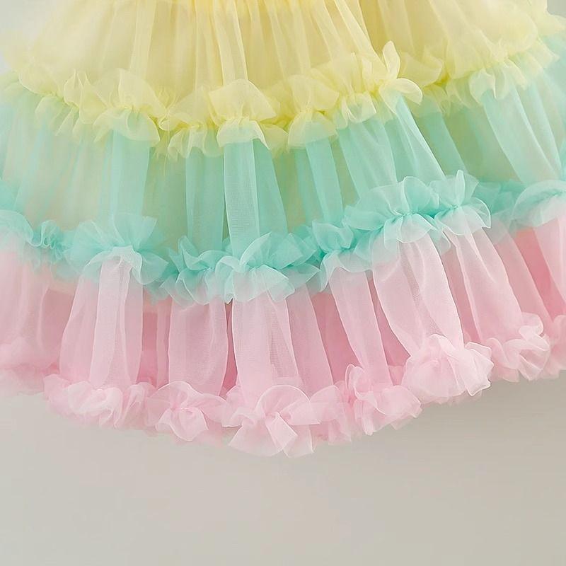 Falda de Media Longitud para Niñas Verano Nuevo Estilo Falda Tutú para Niñas Falda de Hilo Abullonada para Niños Falda Corta de Princesa para Bebé