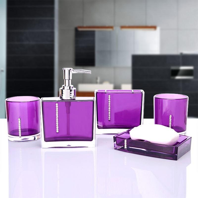 5 Accessories Pcs Bathroom Multicolors Acrylic Diamondmounted Shining Sets