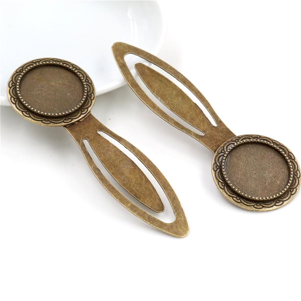 

2pcs Handmade Bookmark Cabochons Blank Base Setting Tray 20mm Inner Size Alloy Metal DIY Jewelry Making Accessories Findings
