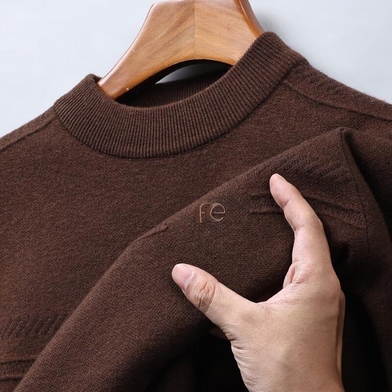 Hengyuanxiang Men's 100% Pure Wool Thickened Pullover Sweater