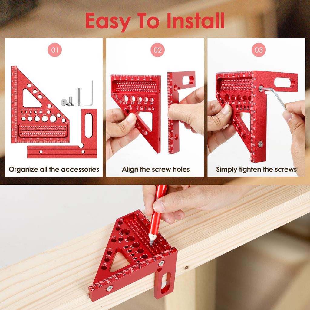 Holzbearbeitungs-Winkelmesser 3D Multi-Winkel-Messlineal Multifunktionales Ingenieur-Winkelmaß für Holzbearbeitung Messwerkzeug