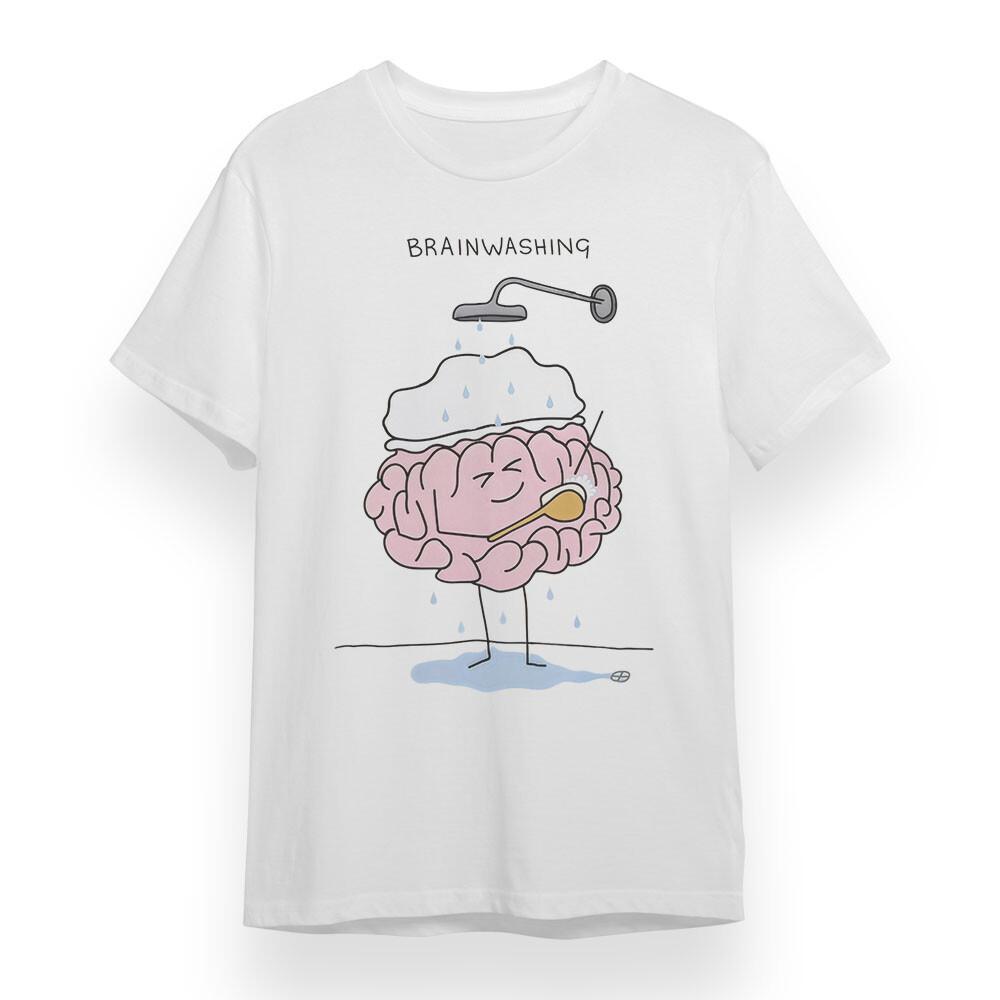 

Women s T-shirt With Brain Washing Graphic Unisex White 100% Cotton Oversize Tee M