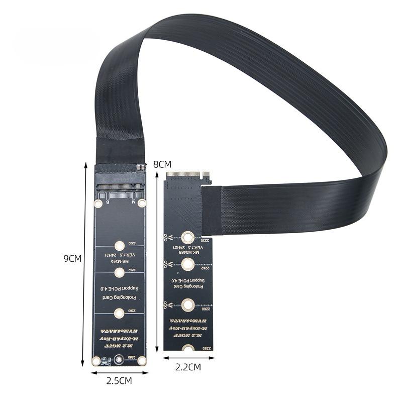 M.2 NVMe Key-M PCIe 4.0 X4 30CM Extension Cable Flexible Ribbon Riser Card for Custom PC Build Projects