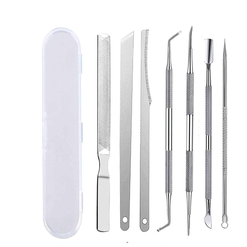 Stainless Steel Manicure & Pedicure Set: Includes Callus Remover, Nail Clippers, and Acne Needle.