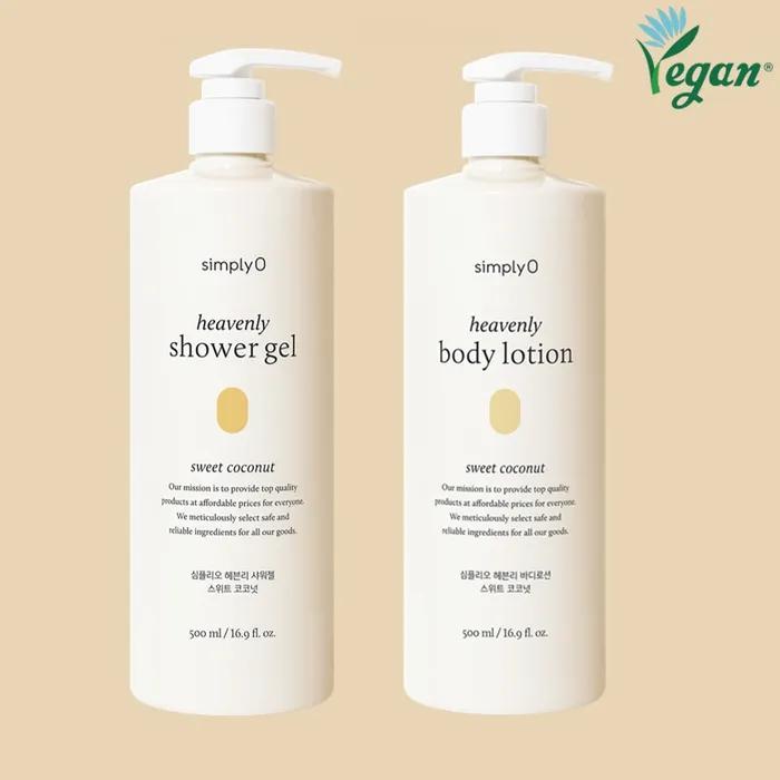 Heavenly mild acidic body lotion 500ml + shower gel 500ml, 2 scents, refreshing without stickiness