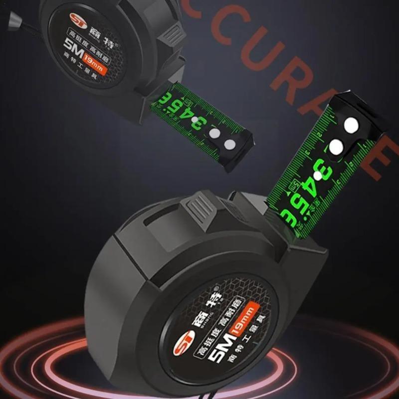 5/7.5/10M Fita Métrica de Alta Precisão Espessada com Autotrava Fluorescente Resistente ao Desgaste Fita de Aço Fita Métrica Ferramentas de Medição