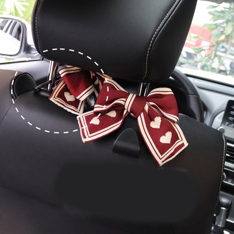 Universal Lovely Bowknot Car Hooks Back Vehicle Headrest Organizers Storage Stylish & Practical Accessories ABS Hook