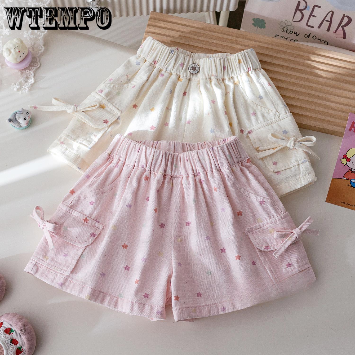 

Summer Shorts Korean Casual Girls Shorts Bow Star Print Summer Clothes Children s Shorts 140 рожевий