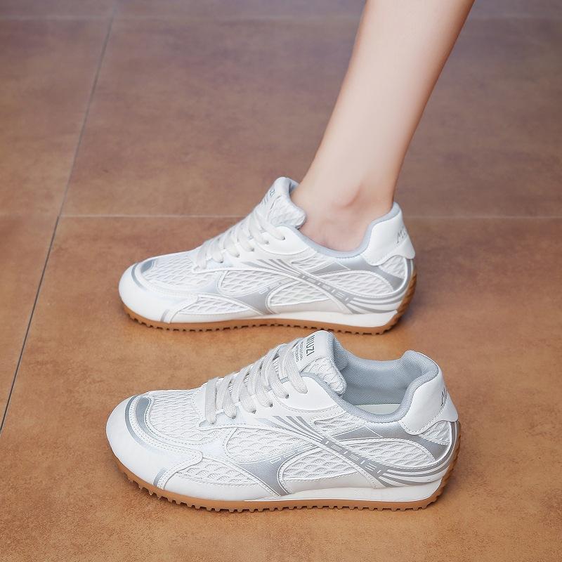 Small Man Inner Height Increase Mesh German Training Shoes Women's 2025 Summer Douyin Explosion Silver Forrest Gump Shoes Platform Sports Shoes