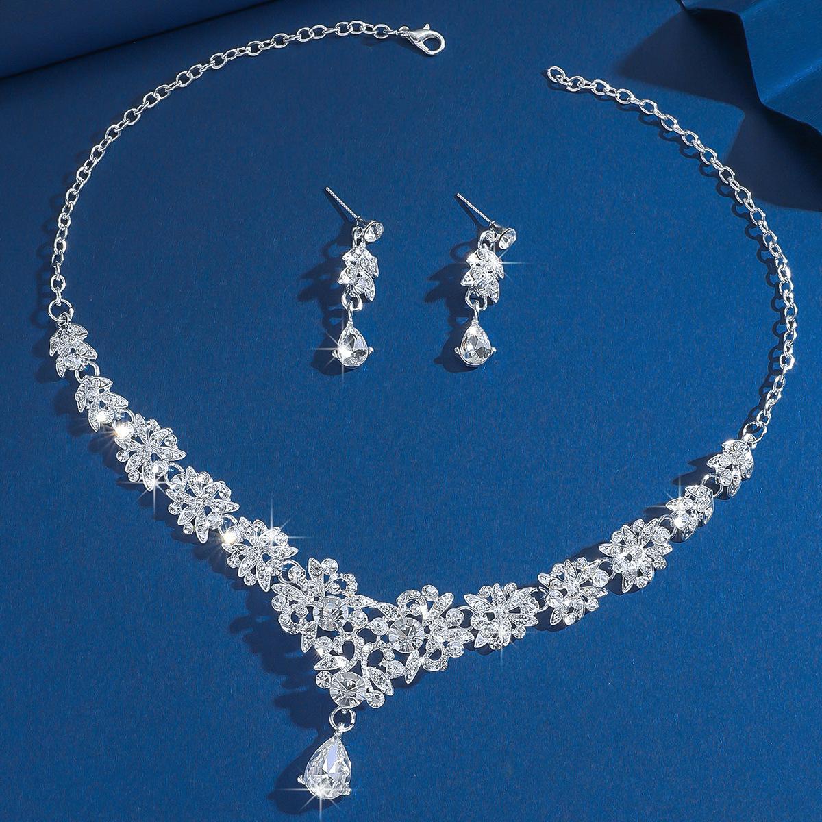 

Свадебный комплект Ожерелье Серьги Двухкомпонентные Свадебные украшения Свадебный бриллиантовый комплект