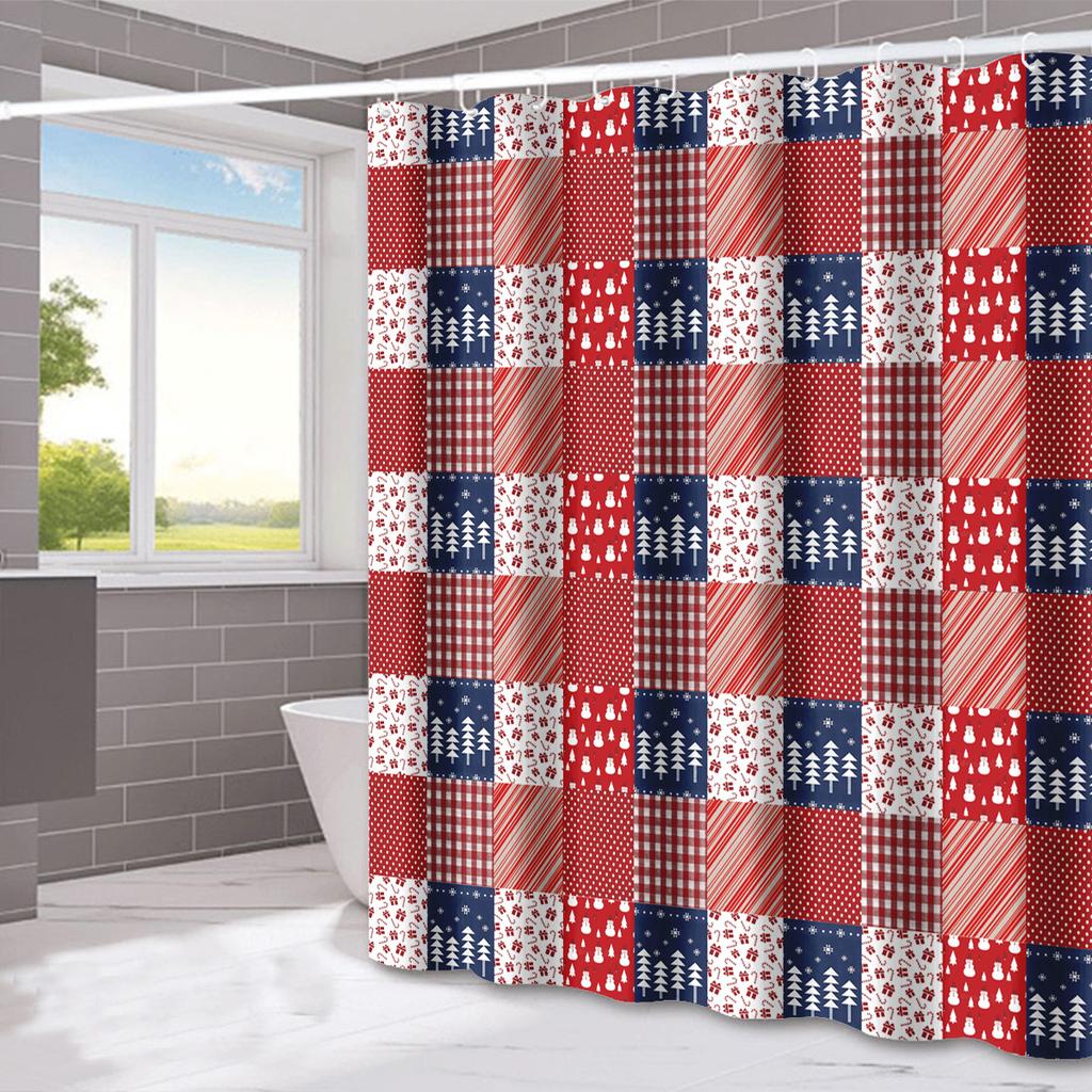 Santa Claus'S Bow Tie Washable Dirt-Resistant Shower Curtain Shower Head Waterproof Polyester Bath Curtain For Home Decor