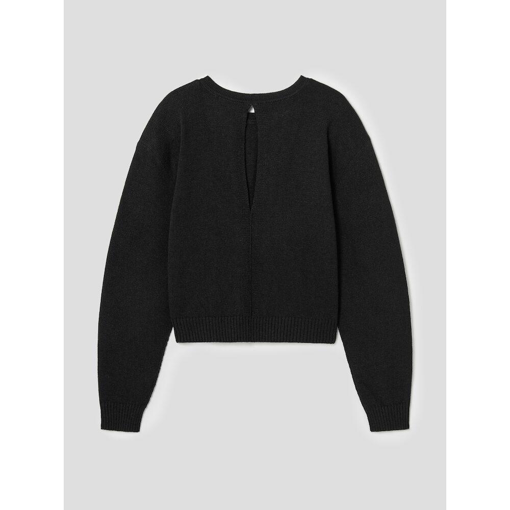 Anggae Lambswool Blend 2Holes Solid Pullover Black