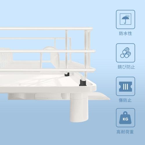 MAJALiS Over-the-Sink Dish Drainer, Kitchen Dish Drainer with Knife and Chopstick Holder, Includes Absorbent Mat, Automatic Drainage, Air Drying, Easy