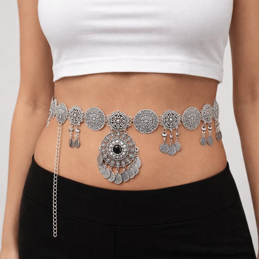 Metal Ethnic Style Belt Pendant Body Chain Versatile Tassel Belly Chain Festive