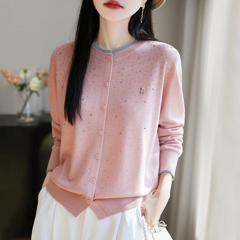 Women's Lightweight 50% Wool 50% Mulberry Silk Cardigan - 4-Season Versatile Knitwear for All-Year Comfort & Style