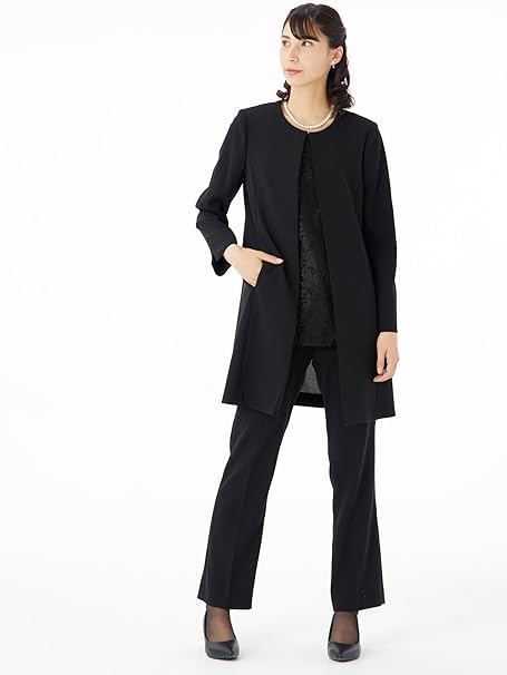 Du Amour Du Black Mourning Black Formal Pants Long Body Open Ceremonial Occasions ADB910 11 [Amour Black] Clothes, Women's, Suit, Jacket, Ensemble,