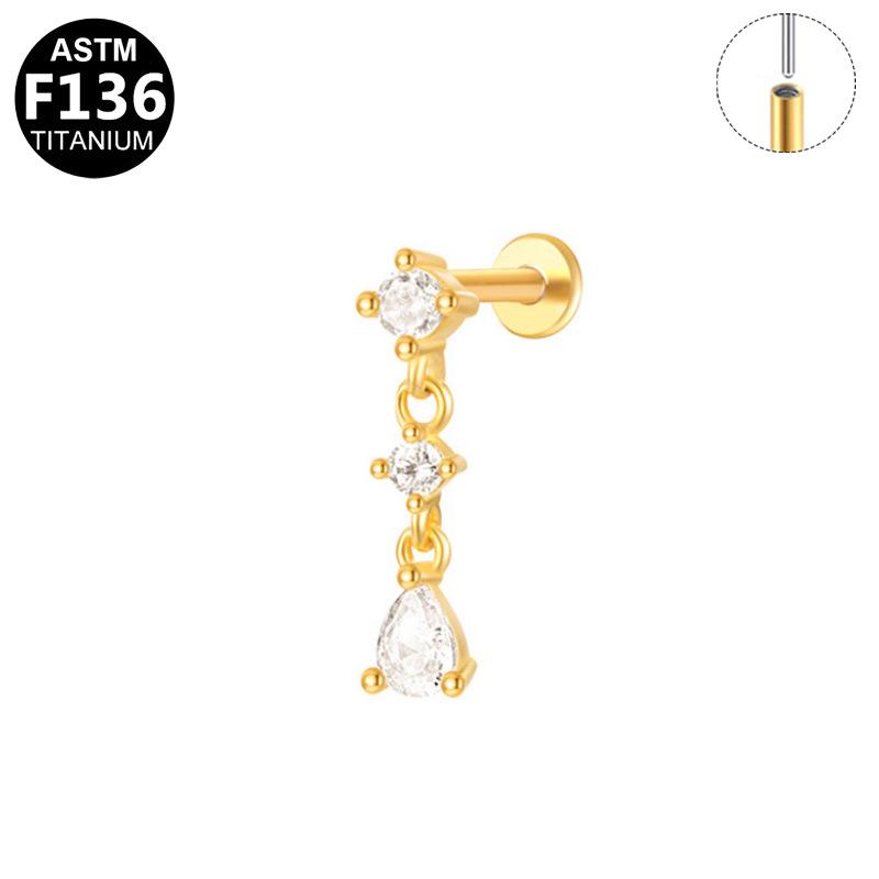 Titanium G23 Zirconia Chain Ear & Lip Studs - Horse Eye Design, High-End Piercing Jewelry