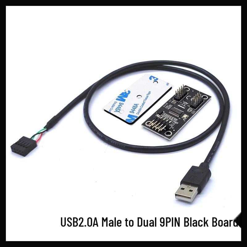 Adaptador DuPont USB 1 a 2 para Placa Base, Interfaz USB 2.0 de 9 Pines a Doble 9 Pines, En Stock