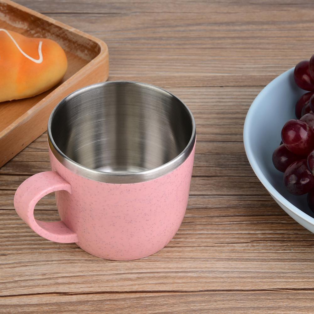 Insulated Wheat Straw Cup Stainless Steel Travel Mug Coffee Mug Water Cup Office Use
