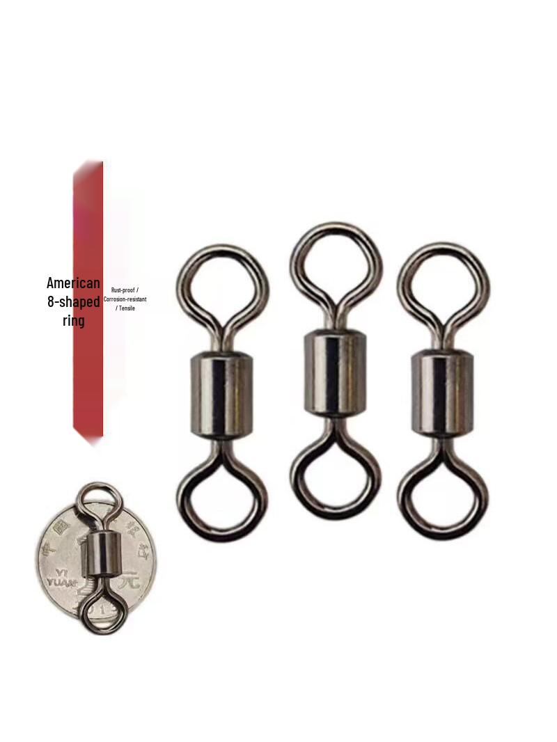 American 8-Shaped Swivel Fishing Connector - Rust-Proof, High-Speed, Stainless Steel with High Tensile Strength Size #6