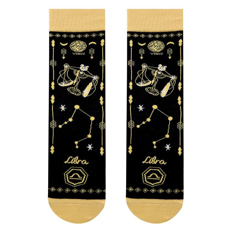 

Мужские и женские весенне-осенние повседневные хлопковые носки-гольфы с двенадцатью знаками зодиака 1 pair