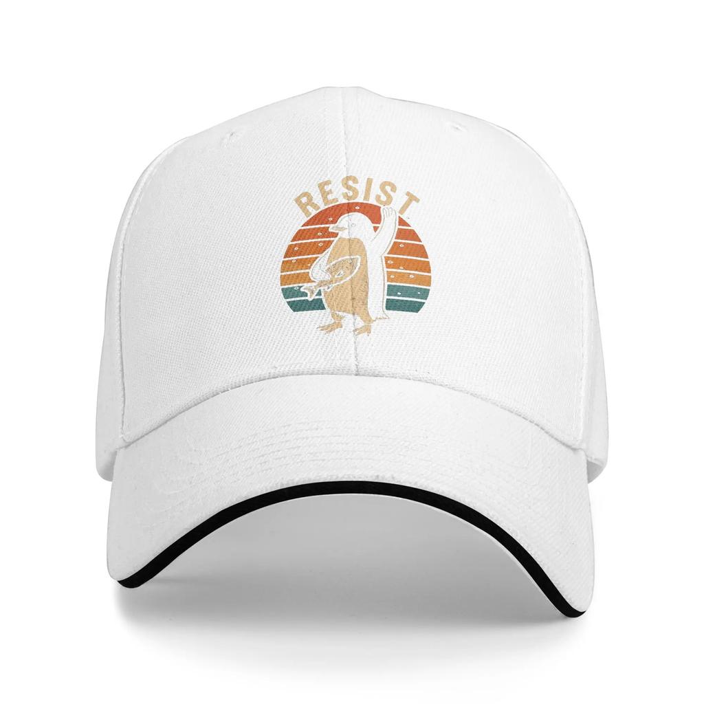 Resist Penguin Baseball Cap Y2k Funny Couple Women Trucker Hat Sun Design Outdoor Gym Baseball Caps Gift