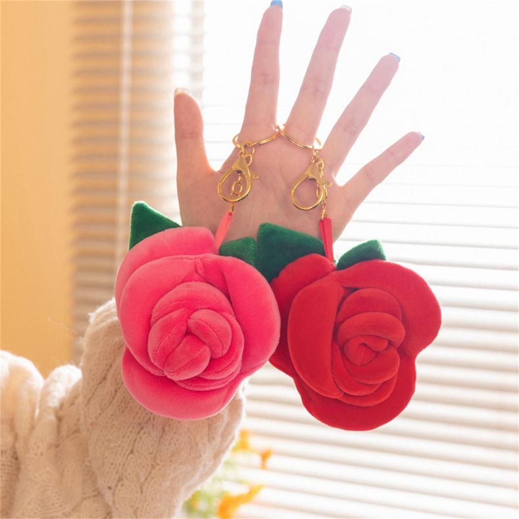 Hängande Rosdekoration för Alla Hjärtans Dag, Söt Plysch Simulerad Rosnyckelring, Alla Hjärtans Dag Presentbukett