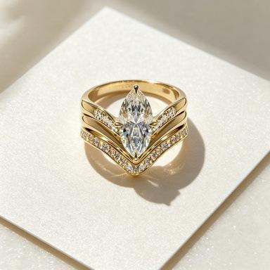 Fashion Sparkling Teardrop-shaped Inlaid Synthetic Zirconia Ring Women's Exquisite Classic Golden Wedding Banquet Jewelry Crafts