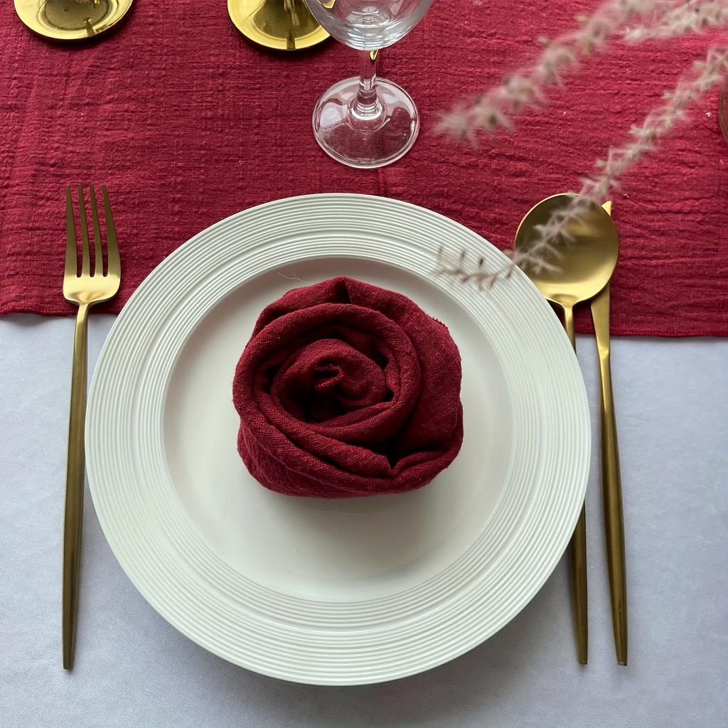 6 Stück einfarbige Servietten im Bohème-Stil, einfache und rustikale quadratische Stoffservietten, Tischdekoration