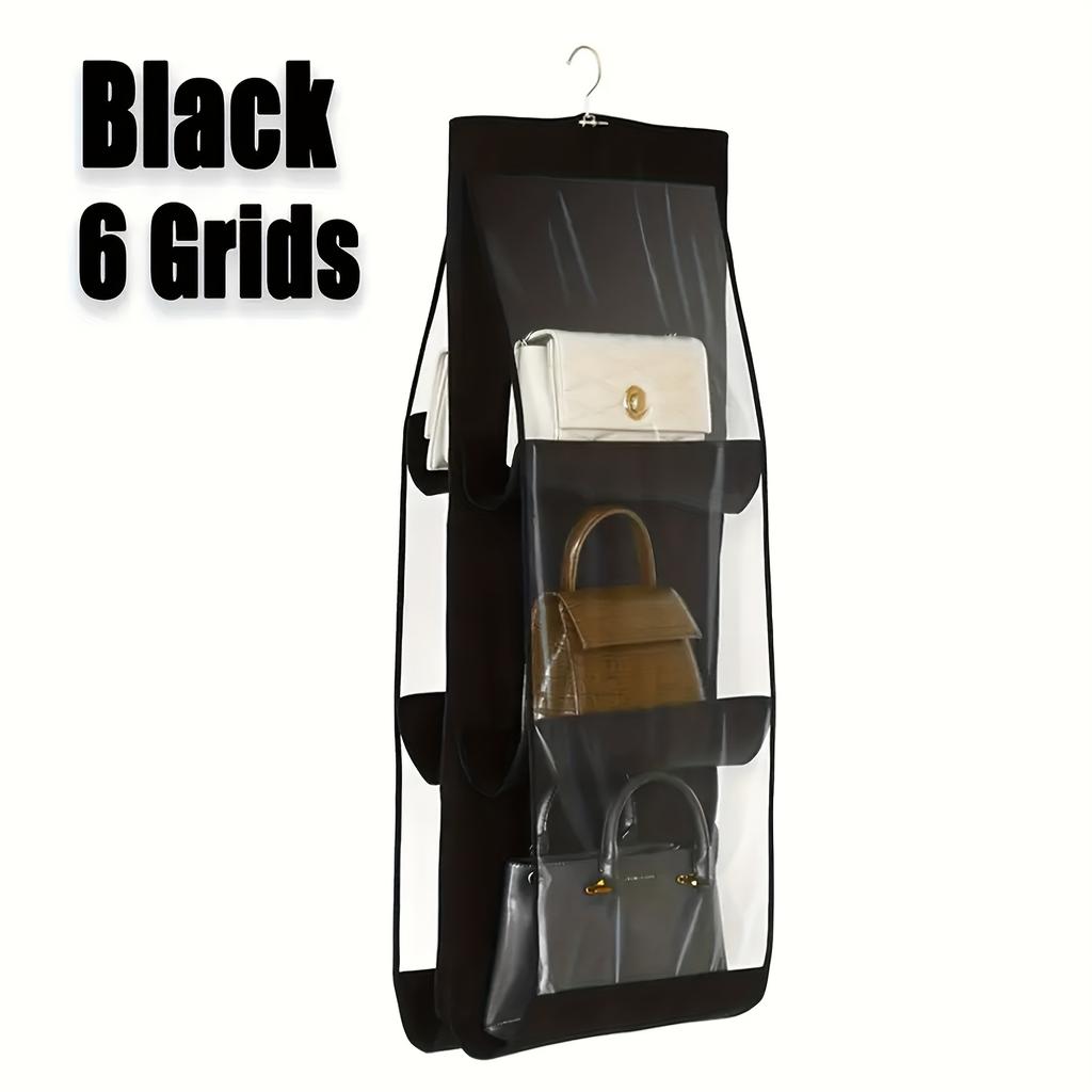 6/8 Grids Space Saving Bag Organizers Multi Layer Hanging Handbag Purse Organizer Bedroom Wardrobe Closet Bag Storage Holder New