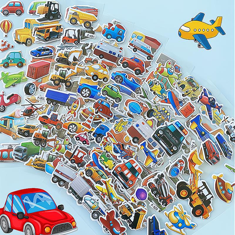 10 Sheets 3D Vehicle Stickers For Kids Puffy Children Stickers Boys Girls Teachers Reward Craft Scrapbooking Stickers Gift Toys