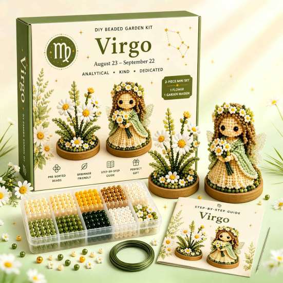 Easy Craft Kits for Beginners 12 Zodiac Signs DIY Beaded Garden Kit, 3D Astrology Flower Personalized Dorm Room Decor Handmade Bead Kit Beginners,