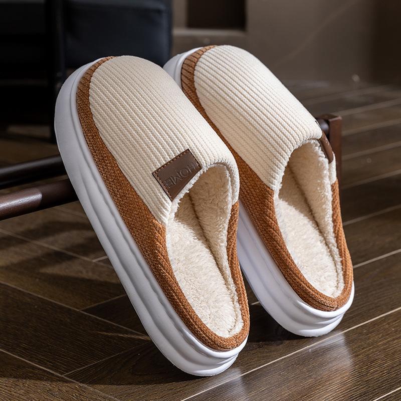 Comfortable Indoor Home Thick Soled Velvet Anti Slip Cotton Slippers