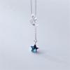 New Arrival Fresh Blue Crystal Star Temperament 925 Sterling Silver Jewelry Full Crystal Curved Moon Exquisite Necklaces XL245