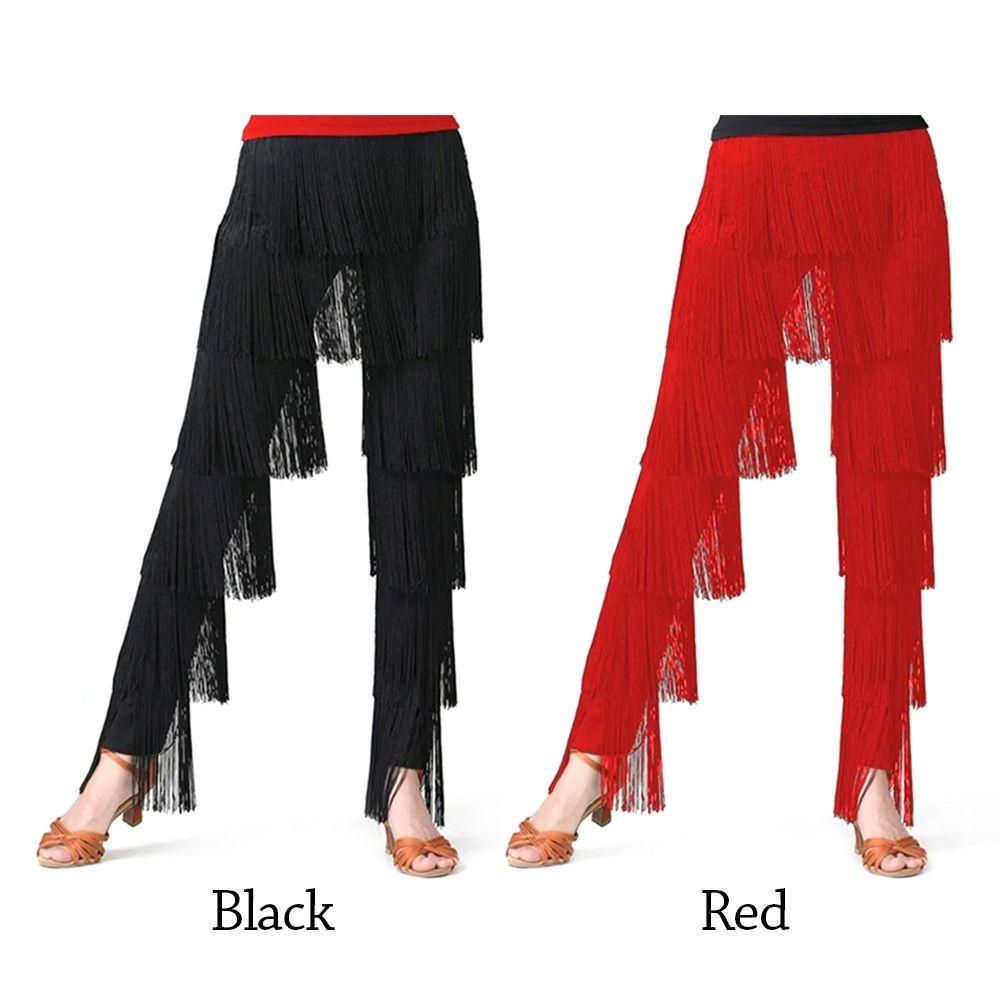 Shiny Ballroom Pants Tassel Performance Pants Party Latin Dance Pants