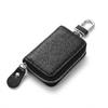 So Key Case for Men and Smart Key Genuine Car Key with Carabiner [I'm Happy] Women, Compatible, Leather, Holder, Compact, Leather, (Black)