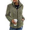 Women's Pink Fleece Zip-Up Jacket Stand Collar Casual Warm Outerwear
