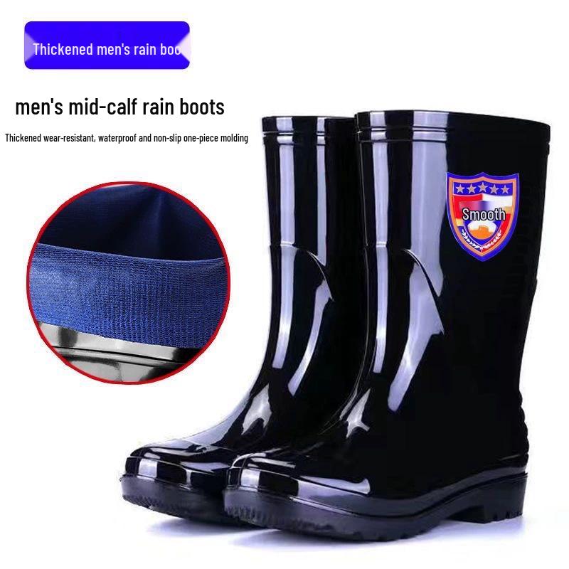 Men's Non-Slip Water-Resistant Work Boots: High-Top, Thick, Durable, Velvet-Lined for Construction and Kitchen Safety
