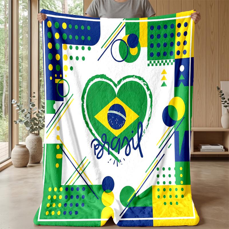 Coperta in Flanella Stampata Calcio Brasile Amica della Pelle Calda Decorativa Plaid per Divano Letto Interno Uso Quotidiano