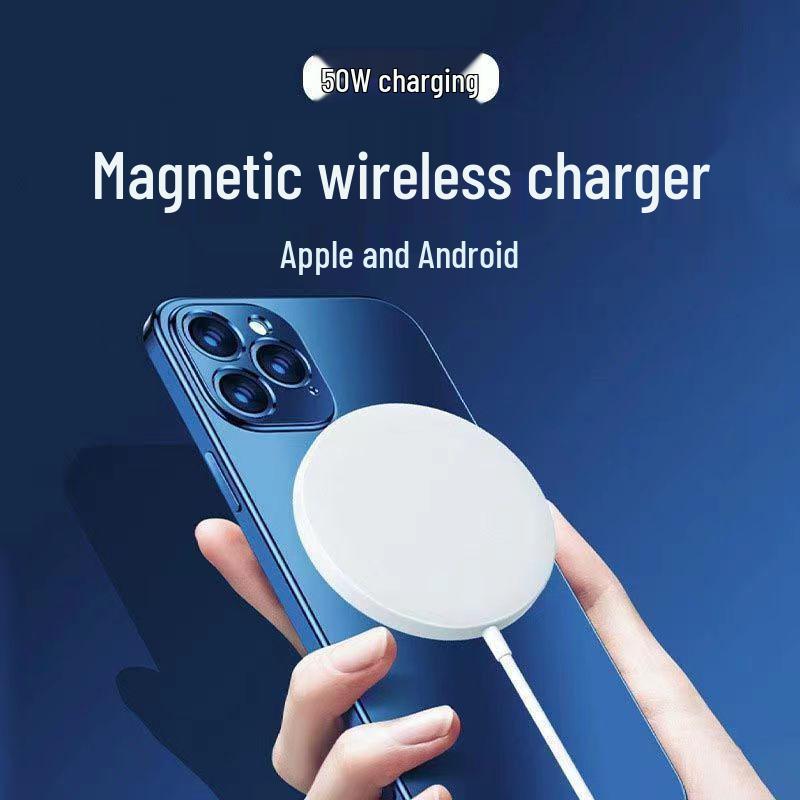 Magnetic 50W Wireless Charger for Apple, Huawei, Samsung, and Android Devices