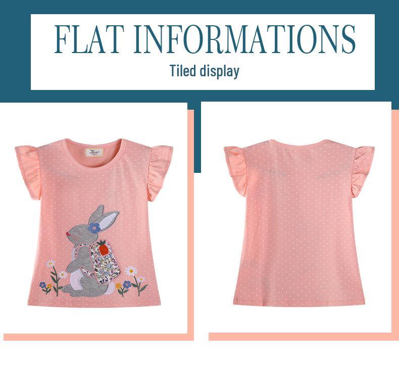 2026 Summer Girls' Cotton Cartoon Print T-shirt - Breathable, Casual Trendy Top for Kids