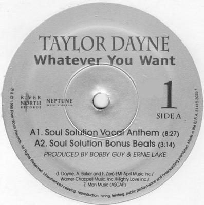 12inch Record TAYLOR DAYNE - Whatever You Want 5141630251PROMO River North Rec 1998 US Dance & Electronica Used