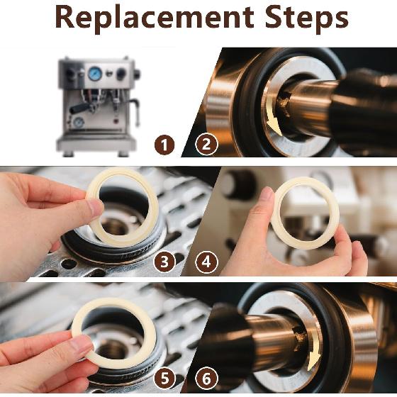 2pcs 54mm Silicone Steam Rings, Silicone Grouphead Gasket Replacement Part for Breville Espresso Machine 878/870/860/880/810/840/450/500 and Sage